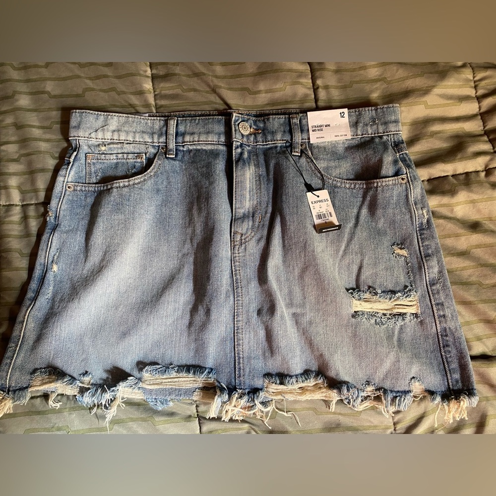 Denim blue mini skirt